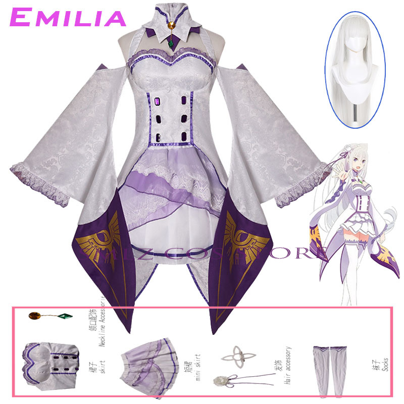 Women'S Accessories For Suit - Emilia Cosplay Anime Re:Zero Kara Hajimeru